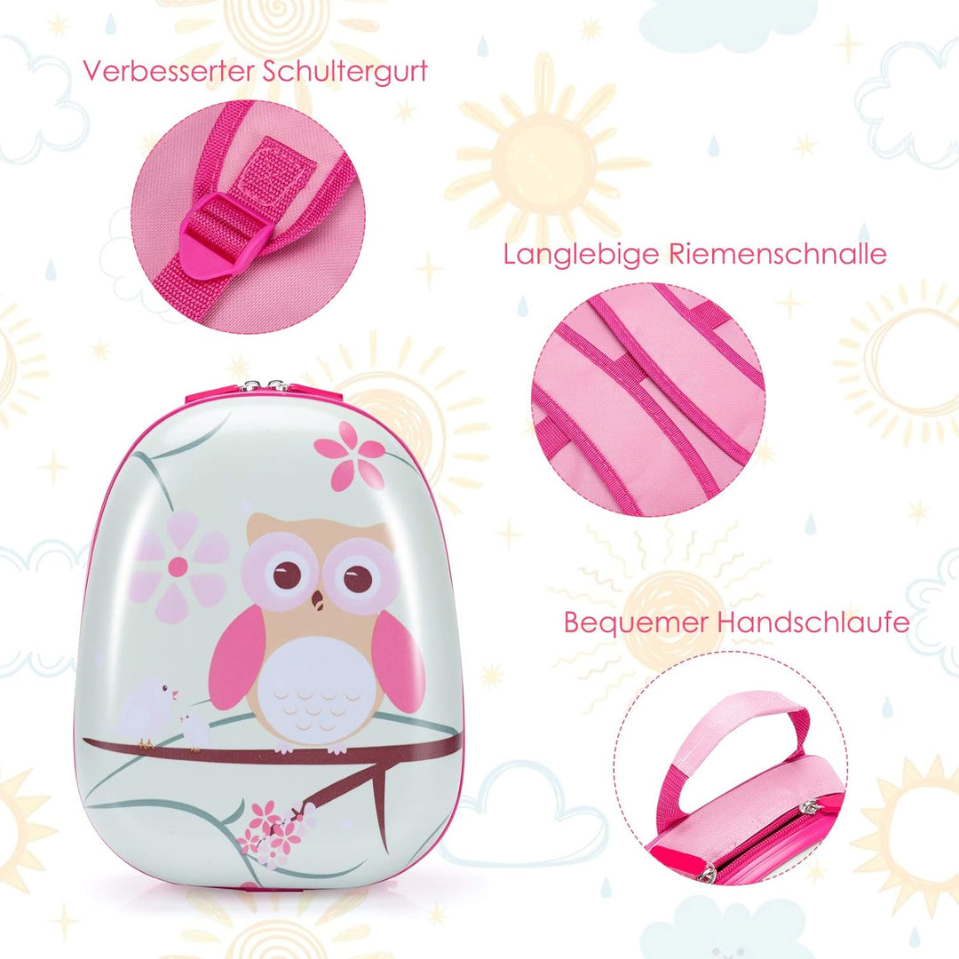 COSTWAY 2tlg Kinderkoffer + Rucksack, Kindertrolley aus Kunststoff, Kindergepäck, Kinder Kofferset H