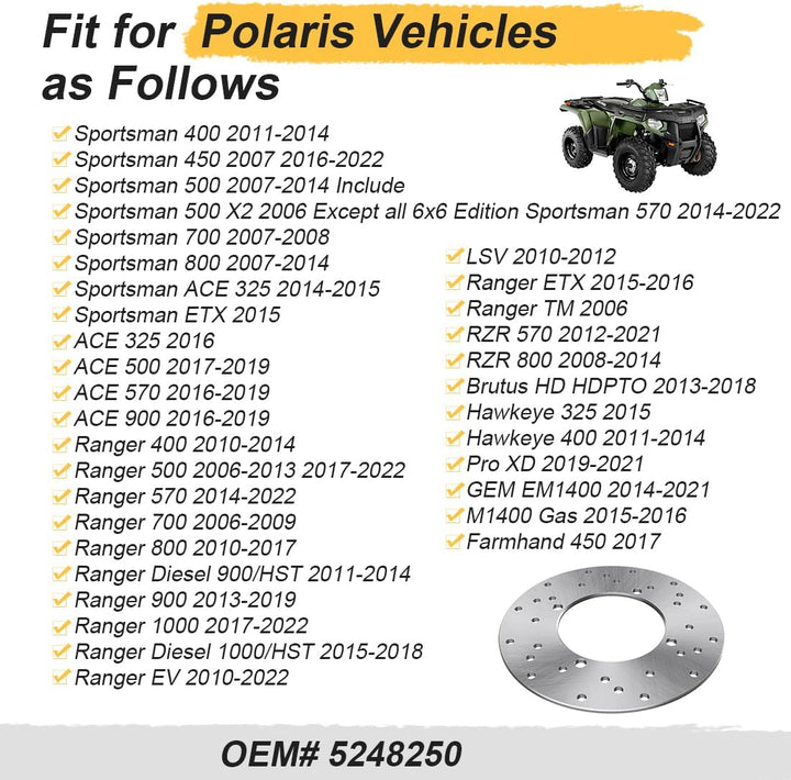 Mabutingti Bremsscheibe hinten für Polaris Sportsman Ranger RZR ACE 325 400 450 500 570 700 800 900