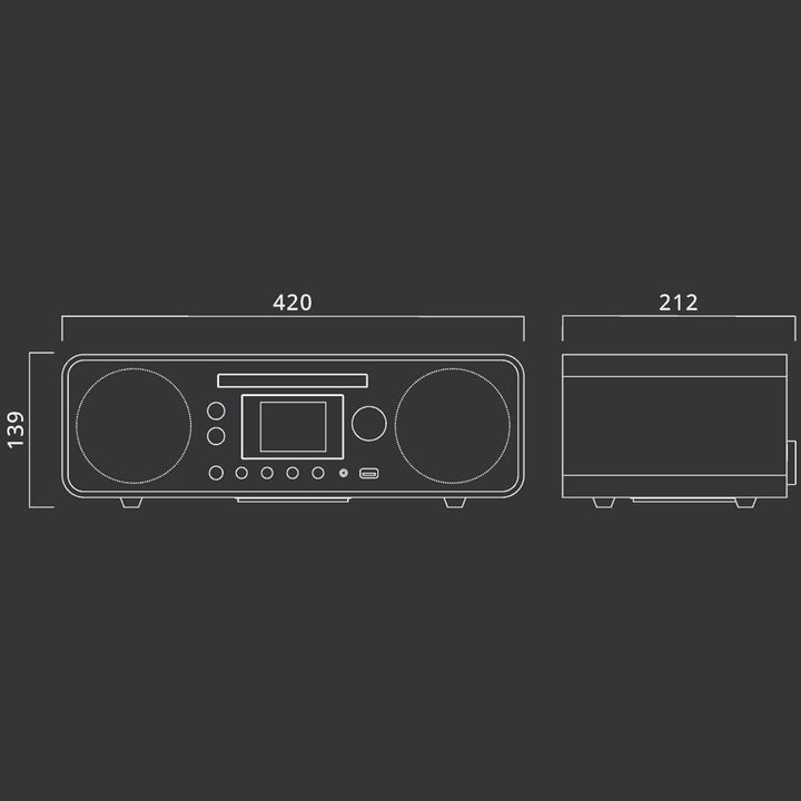 MUSE M-885 DAB Design Bluetooth Stereoanlage mit CD-Player und USB (DAB+, UKW, NFC, AUX), 80 Watt, g