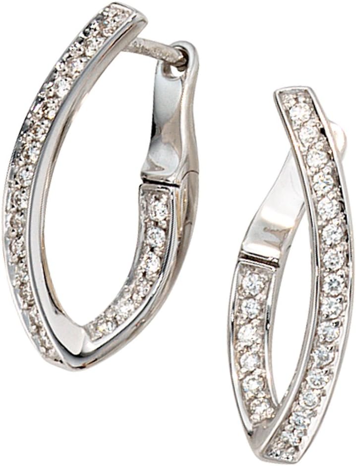 JOBO Damen-Creolen aus 585 Weissgold mit 42 Diamanten