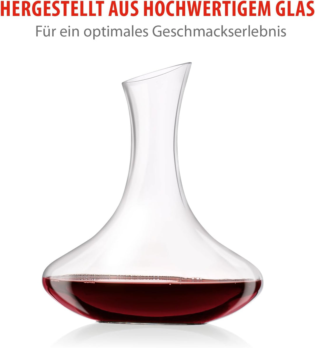Alpina Premium Dekanter aus Glas – Wein Karaffe 1,78 L im schwungvollen Design | 20 x 24cm mit anges