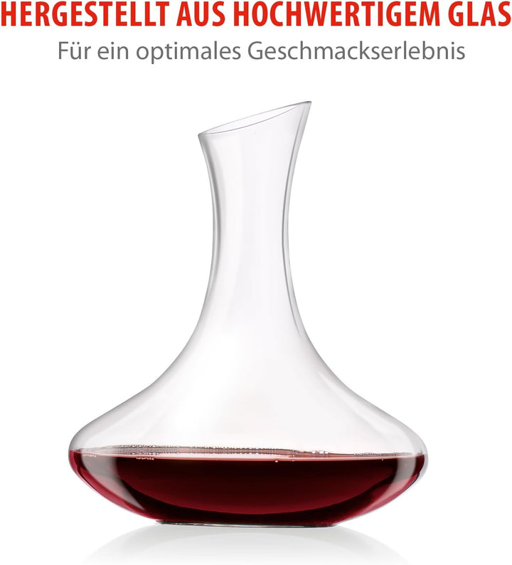 Alpina Premium Dekanter aus Glas – Wein Karaffe 1,78 L im schwungvollen Design | 20 x 24cm mit anges