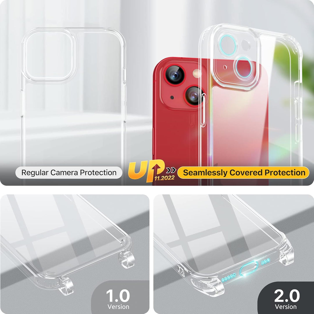 GOODVISH 3 in 1 Handykette für iPhone 13 6,1 Zoll mit 2 Stück Schutzfolie, Necklace Hülle mit Band [