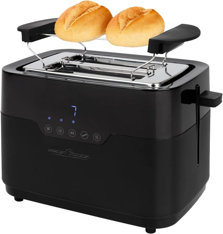 ProfiCook Toaster 2 Scheiben mit Brötchen Aufsatz und extra breitem Toast-Schlitz, Auftaufunktion, 7