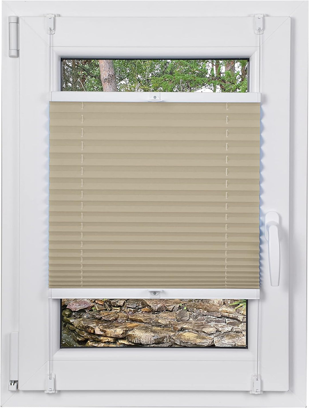DECOOR Plissee ohne Bohren 75cm x 100cm Faltrollo Rollo für Fenster und Tür Nicht-invasive Fensterja