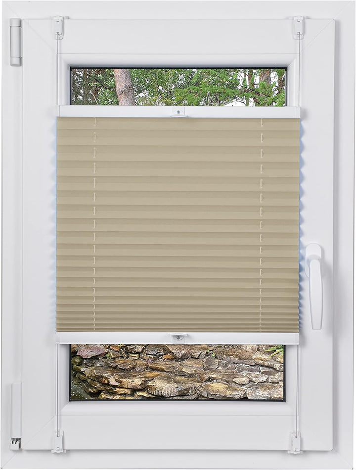 DECOOR Plissee ohne Bohren 75cm x 100cm Faltrollo Rollo für Fenster und Tür Nicht-invasive Fensterja