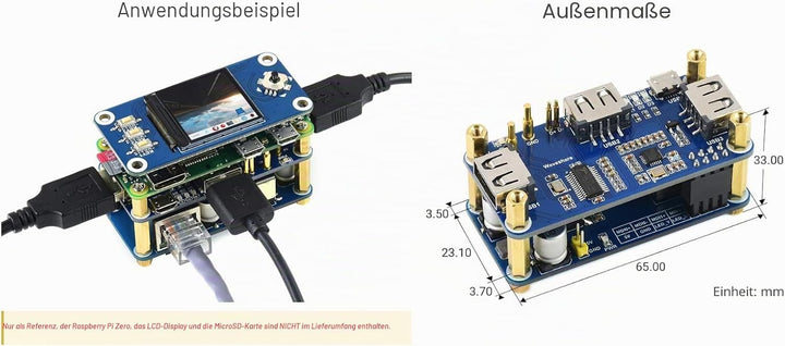 Waveshare PoE Ethernet/USB HUB HAT for Raspberry Pi Zero/Zero W/Zero WH 3X USB 2.0 Ports 802.3af-Com