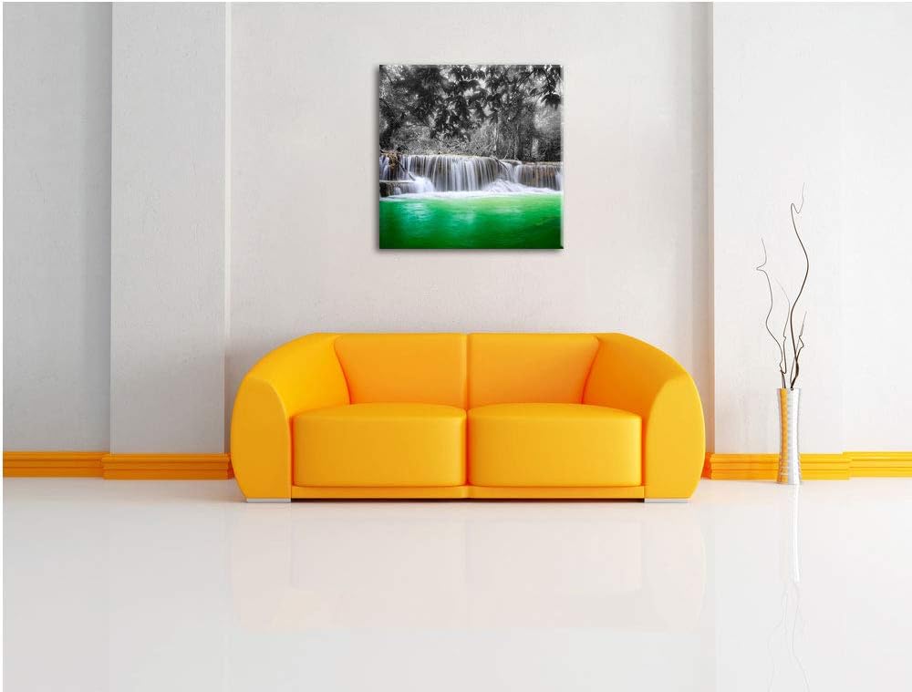 Pixxprint schöner Wasserfall im Dschungel als Leinwandbild Quadratisch/Grösse: 70x70 / Wandbild/Kuns