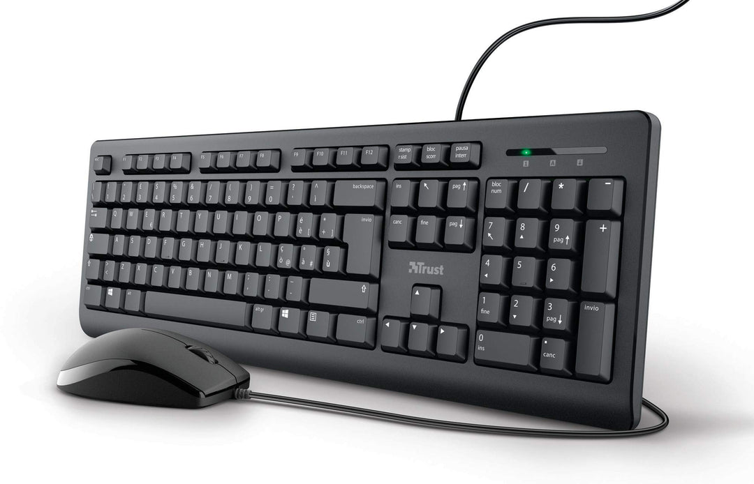 Trust Taro USB-Tastatur und Maus, kabelgebunden, italienisches QWERTY-Layout, für PC/Laptop/Notebook