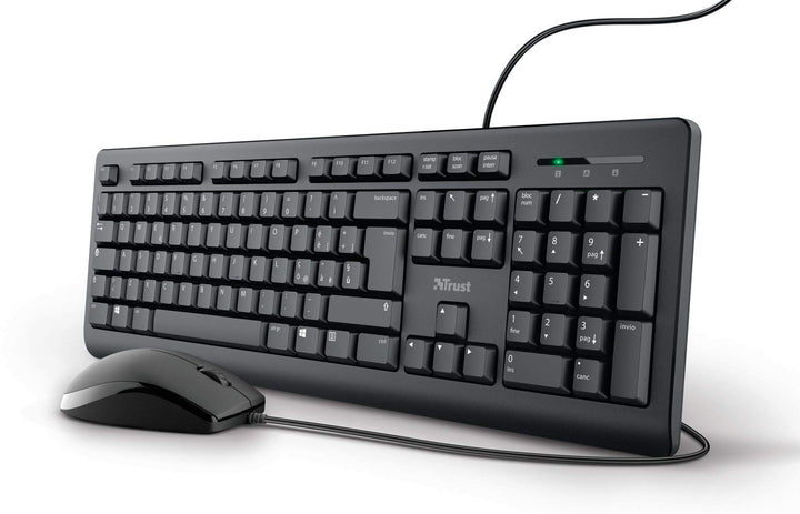 Trust Taro USB-Tastatur und Maus, kabelgebunden, italienisches QWERTY-Layout, für PC/Laptop/Notebook