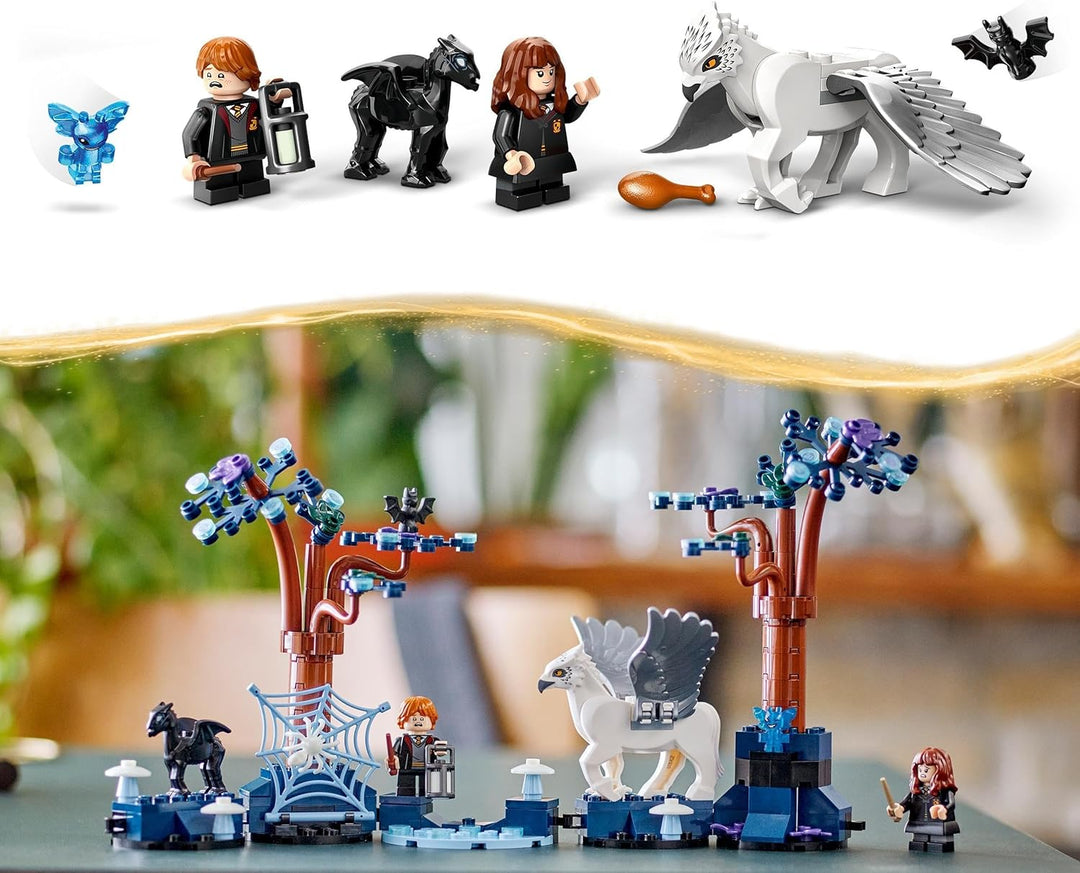LEGO Harry Potter Der verbotene Wald: Magische Wesen Spielzeug mit Hermine und Ron-Figuren, Plus Fan