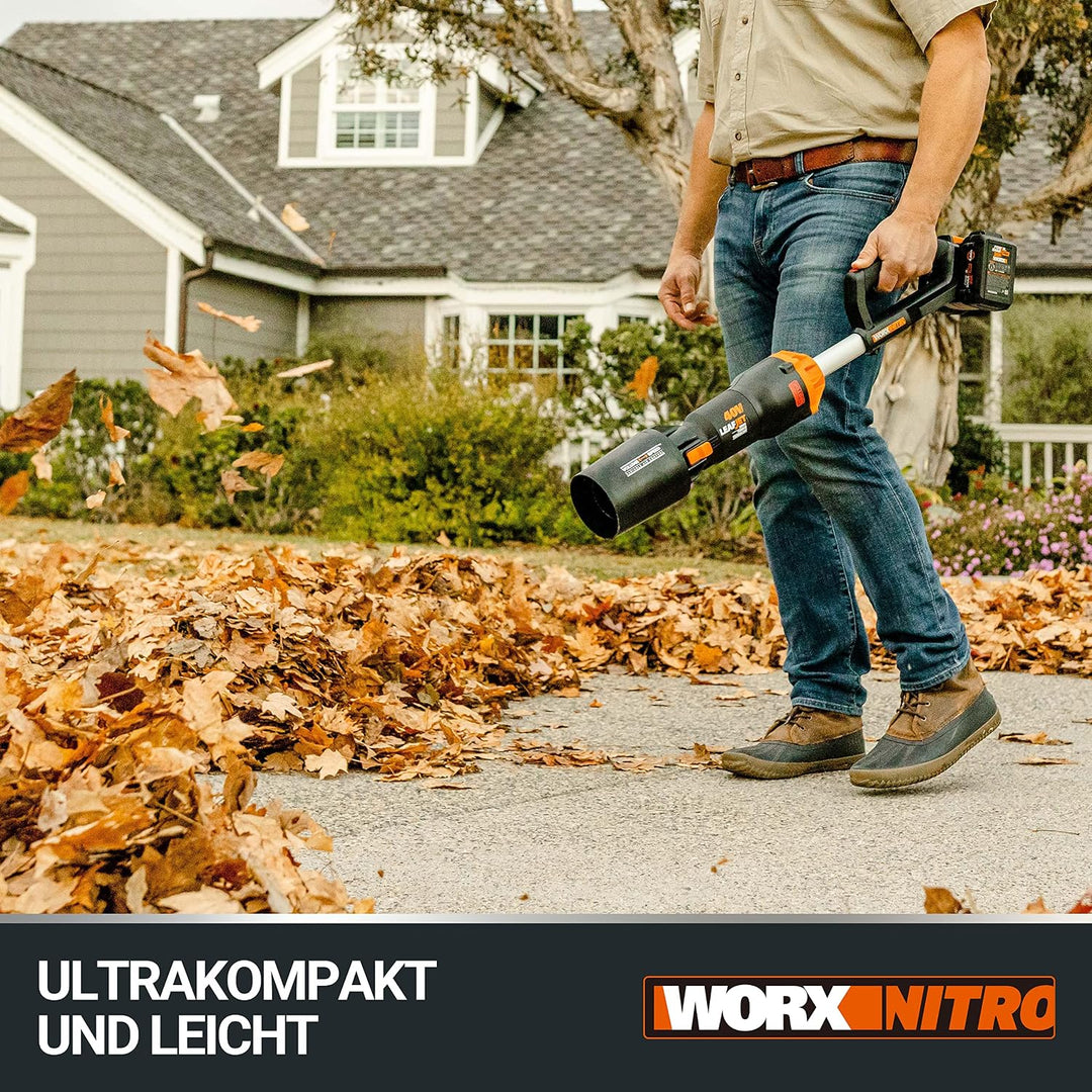 WORX Nitro 40V Akku-Laubbläser WG585E - bürstenloser Motor - 3 Geschwindigkeiten &amp; Turbomodus - 266k