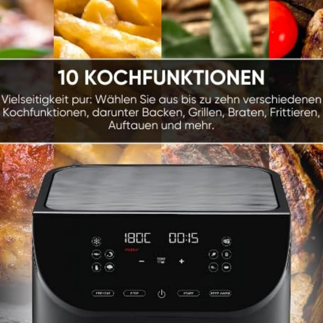 ERATEC AF-60 Heissluftfritteuse XXL 5,5L 1500W Air Fryer ohne Öl Heisluftfritöse mit LED Touchscreen