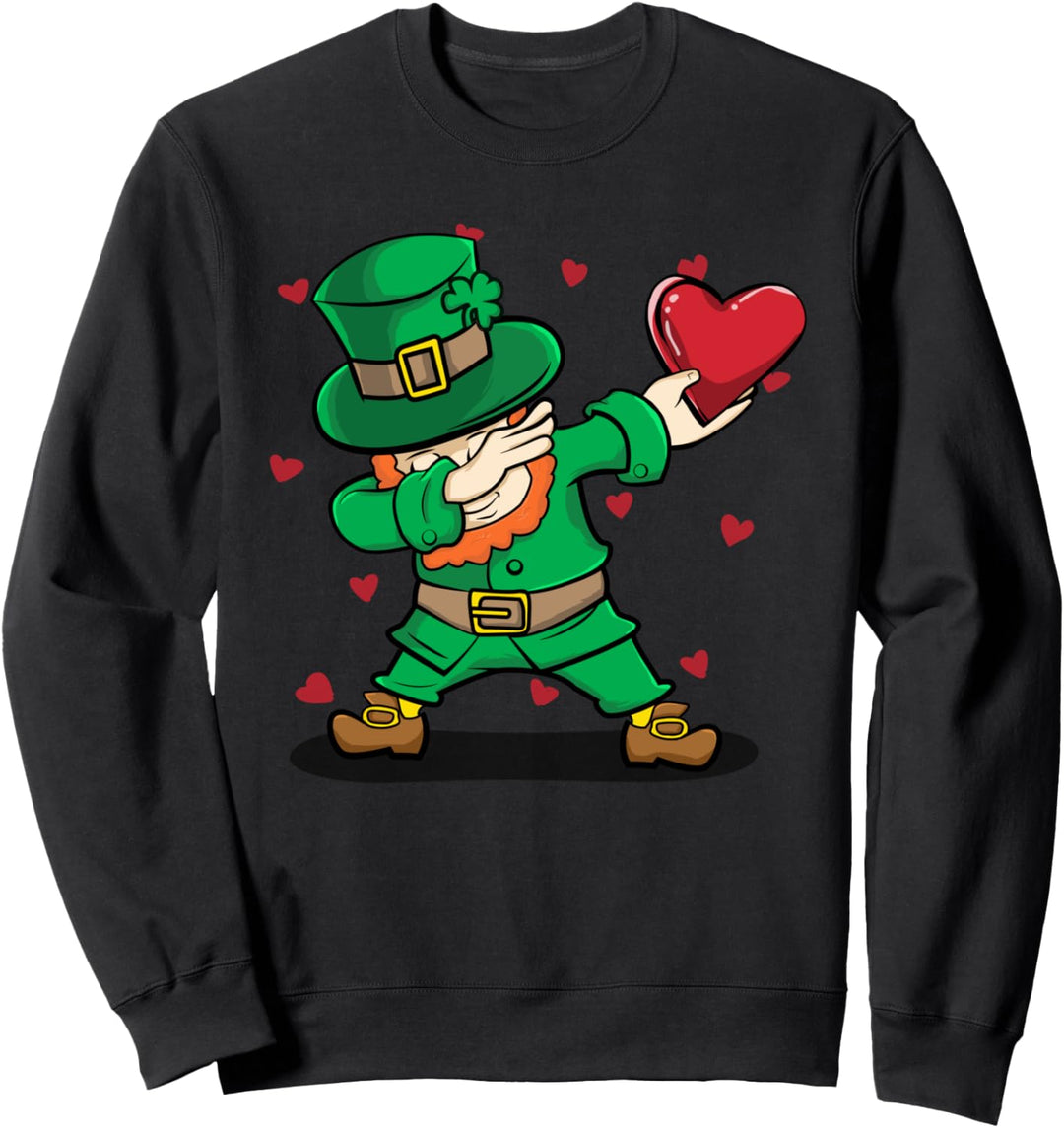 Tupfender Leprechaun & Herz Lustige Valentinestag Geschenke Sweatshirt
