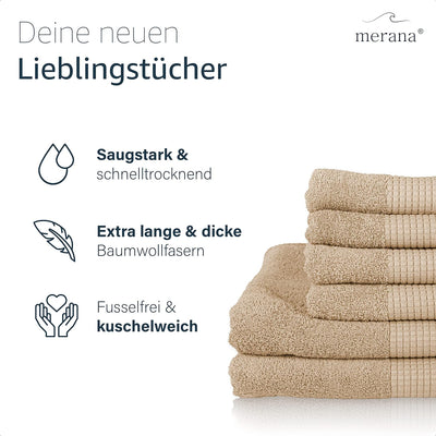 Merana Rome Handtuch Set | saugstark, weich und fusselfrei | Frottier Luxus Qualität | 100% Baumwoll