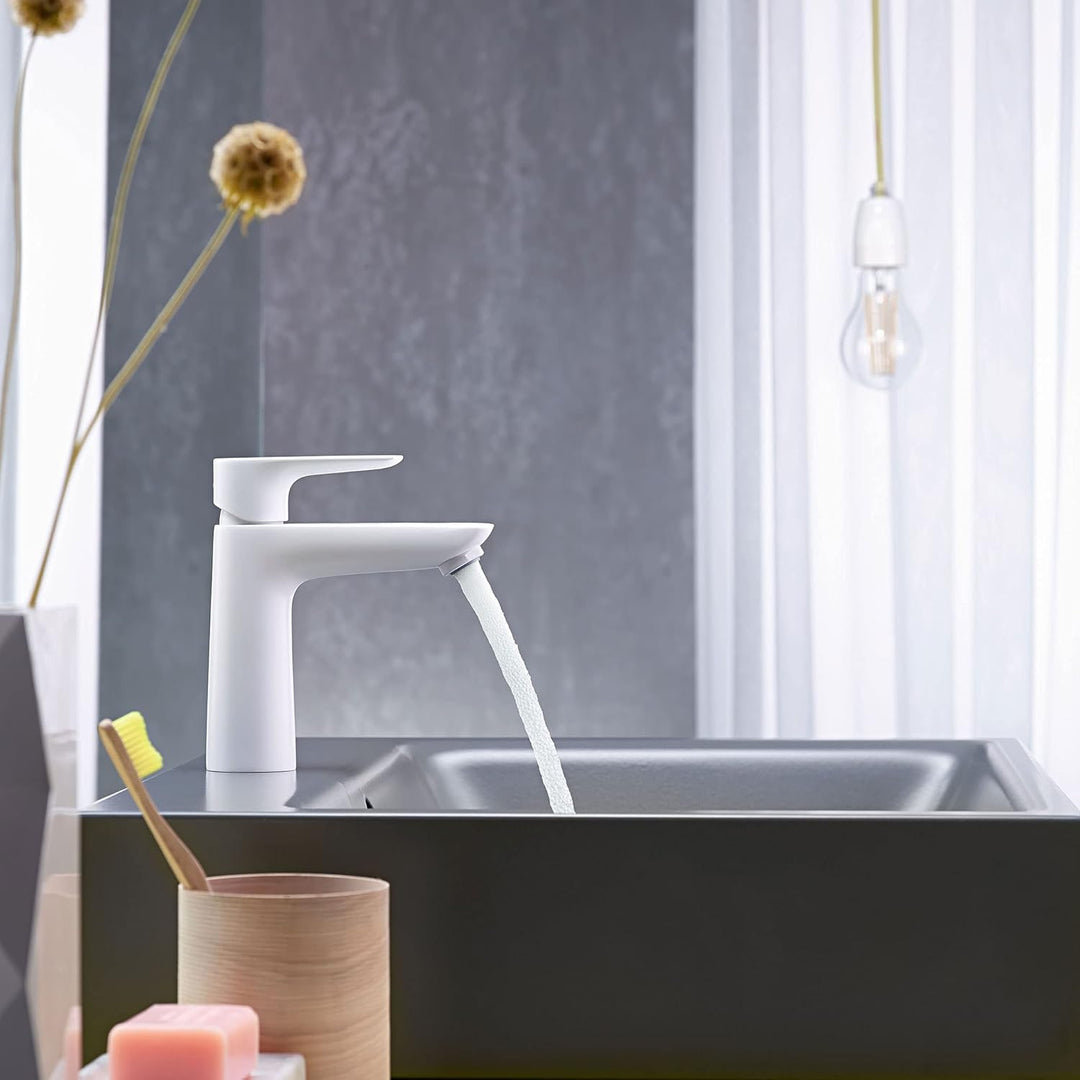hansgrohe Wasserhahn Talis E CoolStart (wassersparende Armatur mit hohem Auslauf 110mm, Zugstangen-