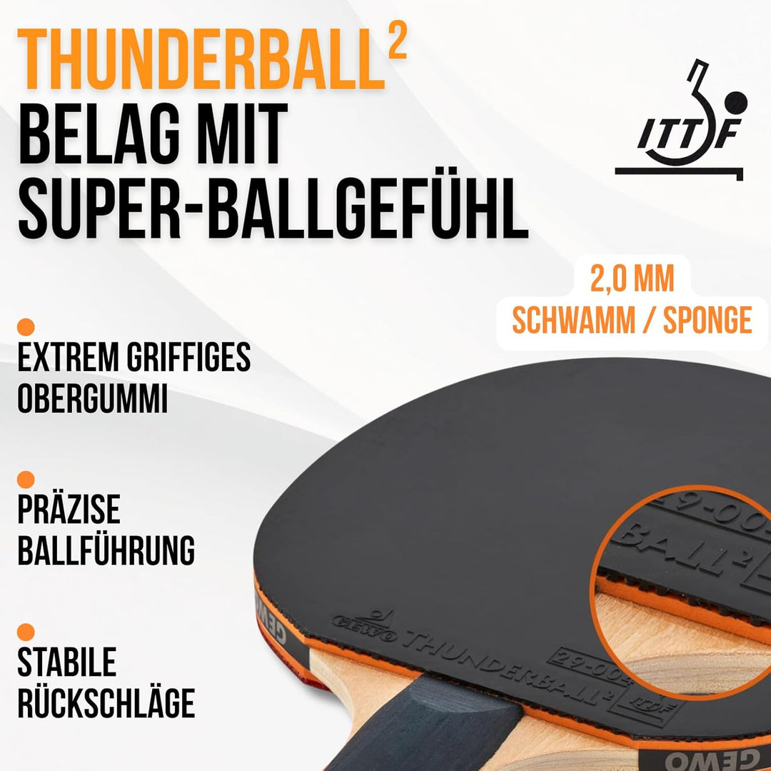 GEWO Tischtennisschläger Player - ITTF genehmigter Tischtennis Schläger - hohe Kontrolle und maximal