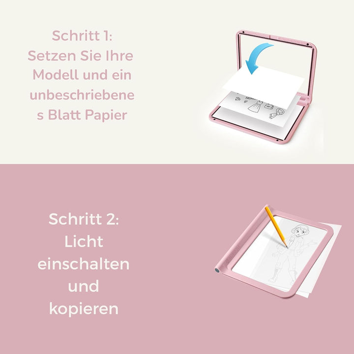 KIDYWOLF - KIDYDRAW PRO FASHION - Leuchttisch Kinder & Modedesign Set - LED Zeichentafel Wiederaufla