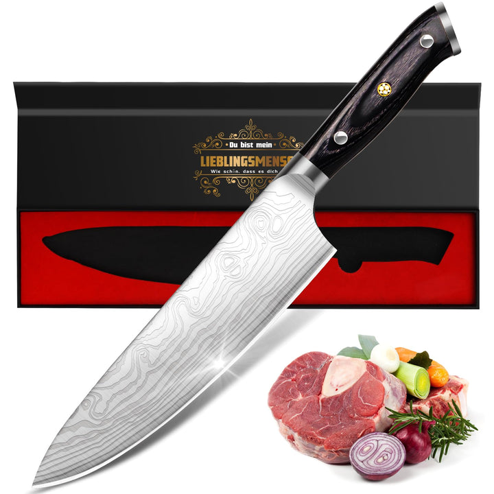 Küchenmesser Scharf Männer Geschenke Weihnachten, 34cm Kochmesser Profi Messer Weihnachtsgeschenke f