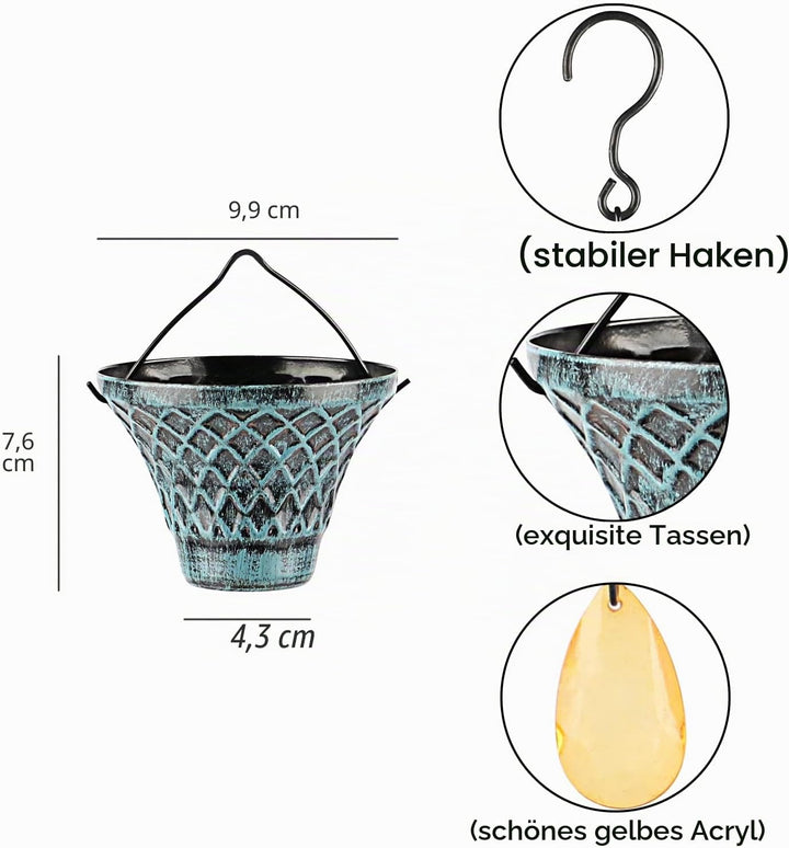 Tfro & Cile Regenkette, Regenrinne, Fallauslauffänger, Aussenwasserumleiter, dekorativer Garten, Reg