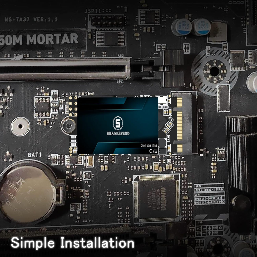 SHARKSPEED SSD 2TB M.2 2242 42mm SATA3 Festplatte Intern Solid State Drive für Laptops und Desktops