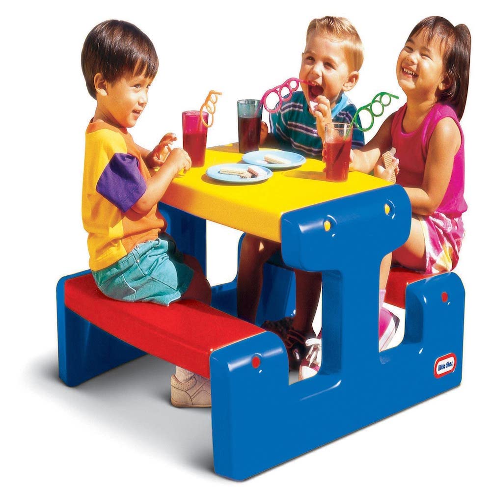 Little Tikes Picknicktisch (Primärfarben) - Platz für bis zu 4 Personen - Für Hausaufgaben, Projekte
