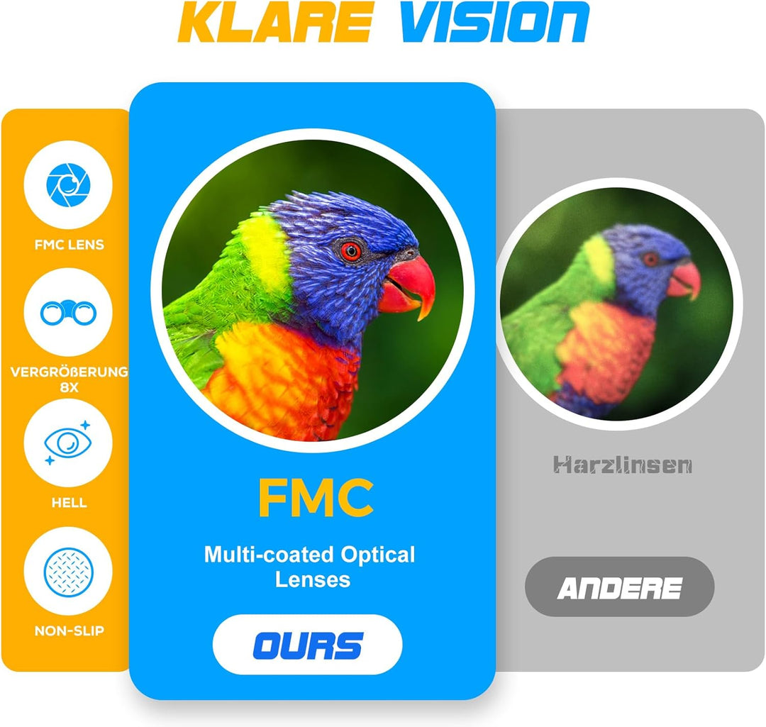 Kinder Fernglas Vergrösserung 8X21, Geschenke Junge 3-12 Jahre Kinderfernglas Spiele Kinder ab 4-12