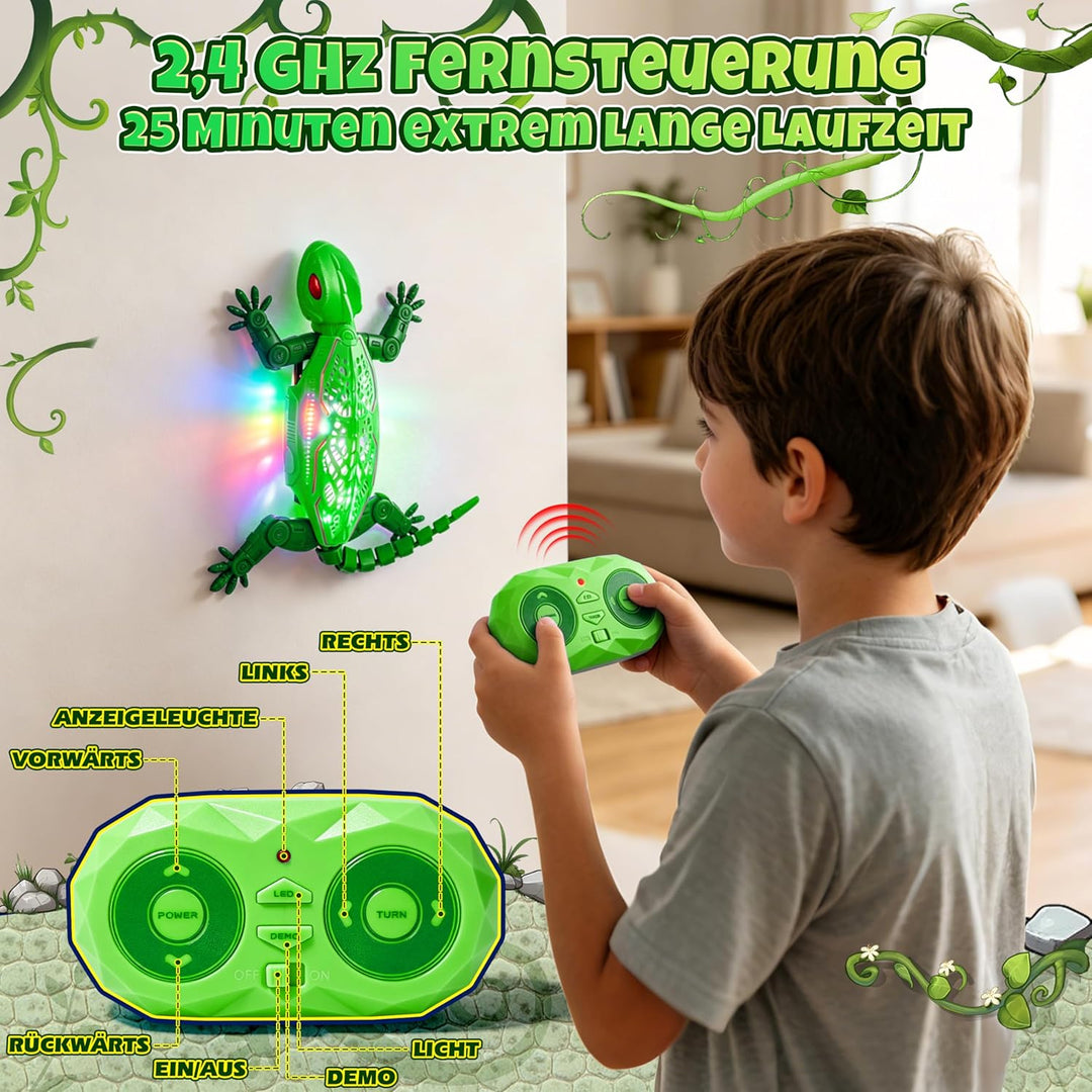 FORMIZON Gecko Wandflitzer mit 9 Beleuchtungsmodi, Ferngesteuerter Gecko an der Wand Spielzeug, Real