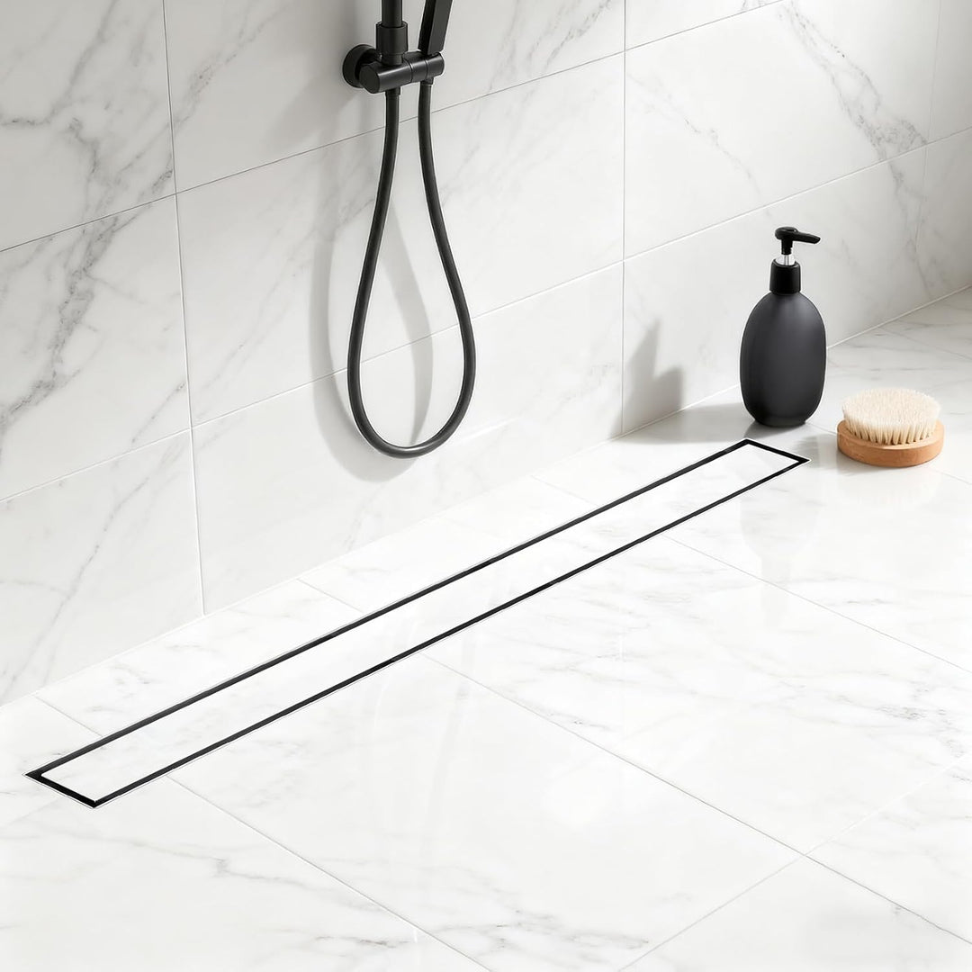 Duschrinne 80cm 304 Edelstahl Bodenablauf - 360° Siphon Befliesbar Duschablauf Extra Flach mit Geruc