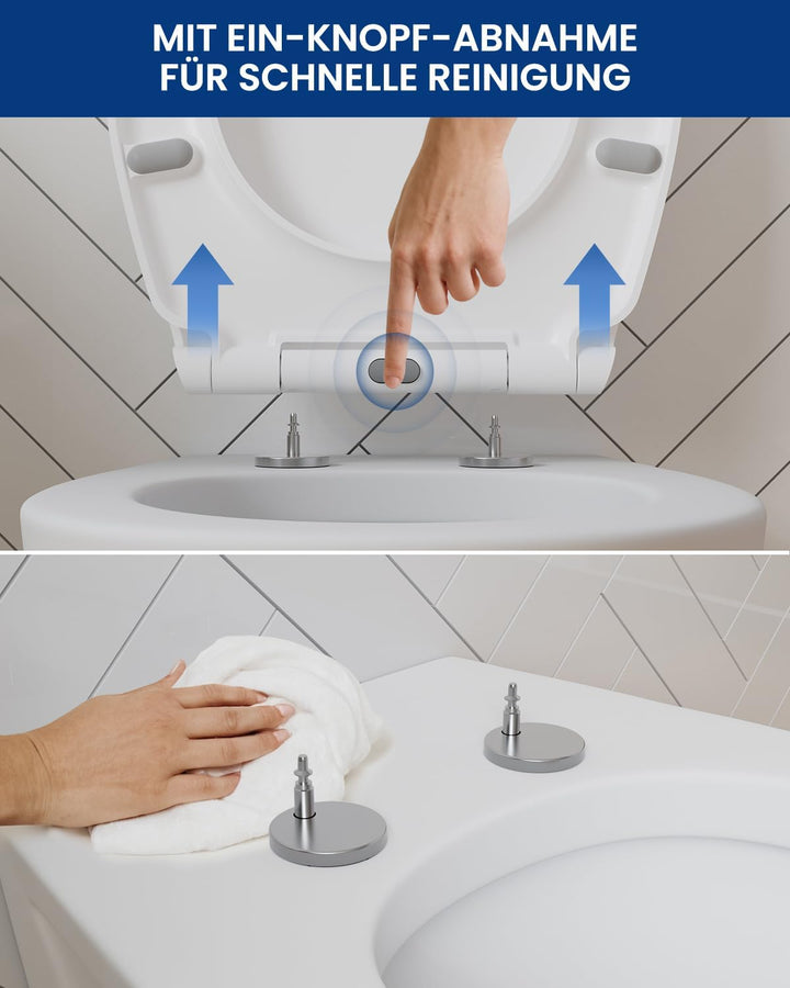 CECIPA Toilettendeckel mit Absenkautomatik, Oval Klodeckel, Duroplast-Toilettensitz inkl. Installati