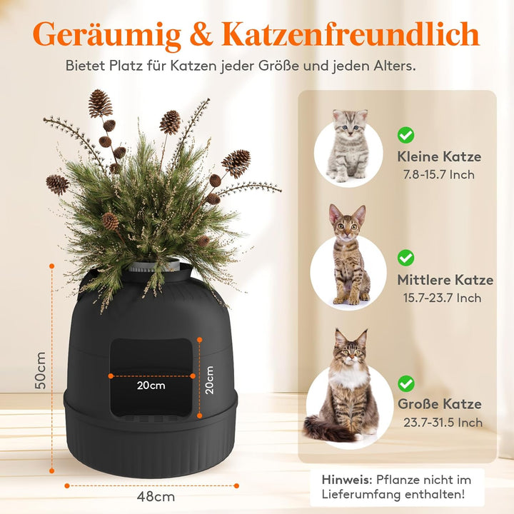 Lifewit Katzenklo Versteckt mit Schaufel und Abnehmbarer Oberseite, Katzentoilette XXL mit Geruchsko