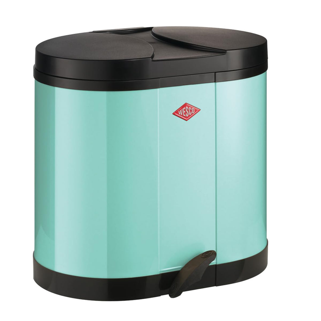 WESCO Ökosammler 170 in der Farbe mint grün, pulverbeschichtetes Stahlblech, zwei Kunststoffeinsätze