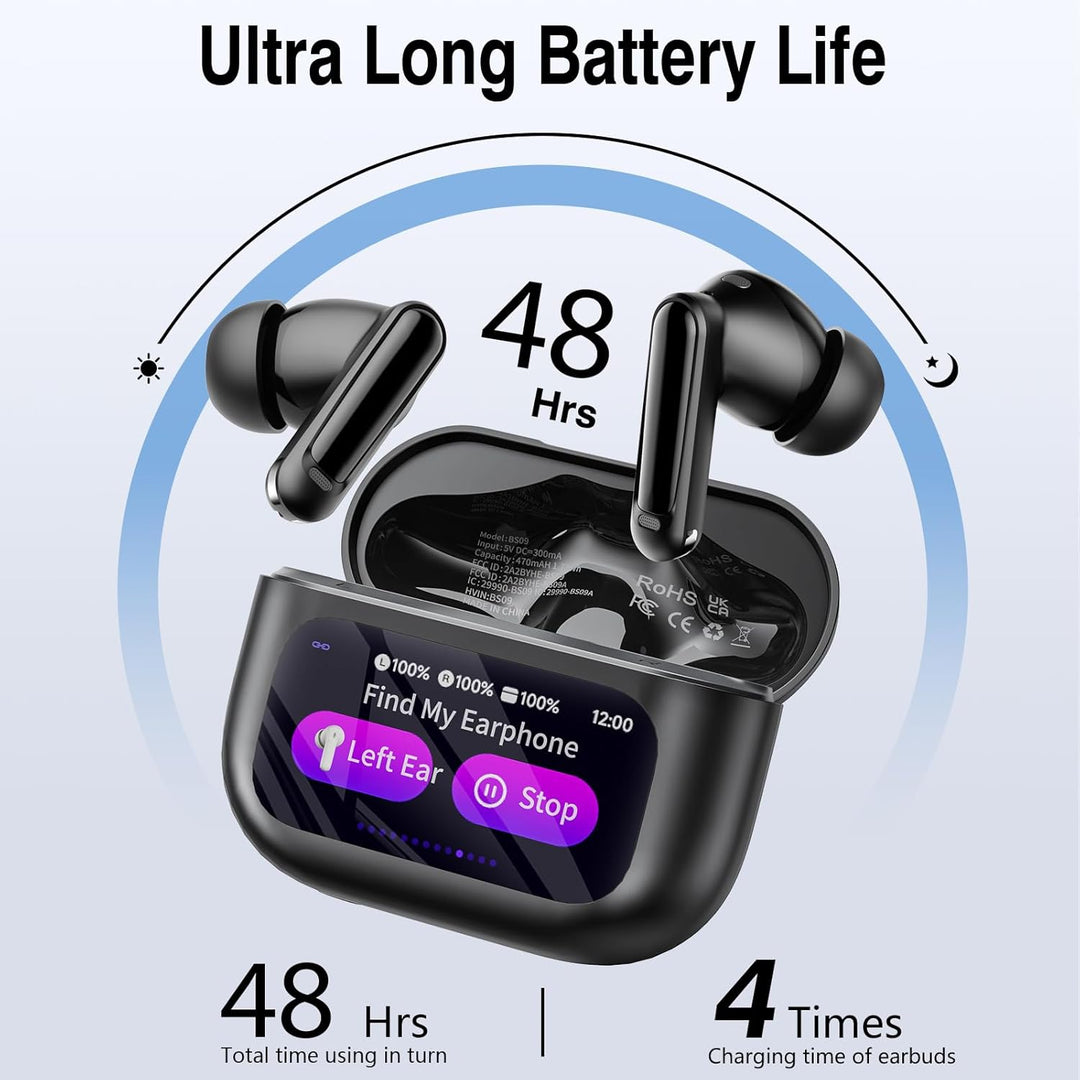 Touchscreen Bluetooth Kopfhörer, 2026 In Ear Kopfhörer Kabellos Bluetooth 5.4 mit ANC+ENC Noise Canc