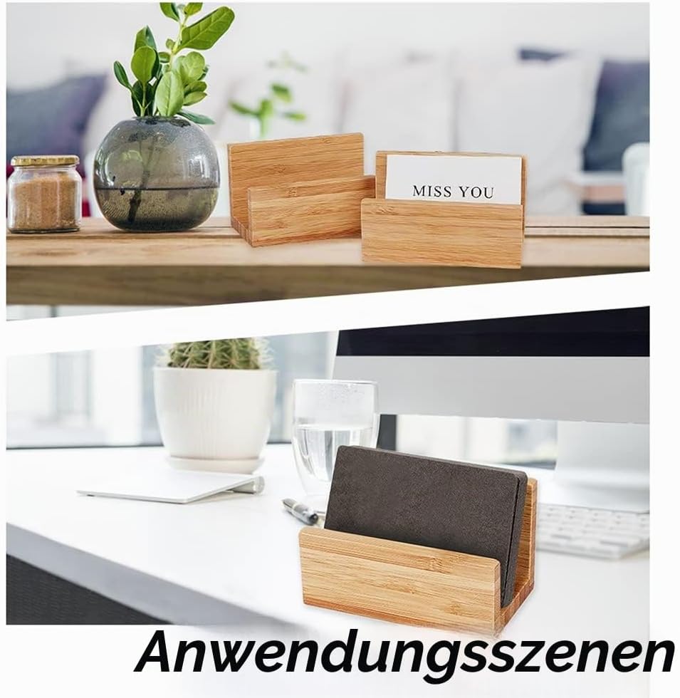 OLYCRAFT 4PCS Bambusholz Desktop Visitenkartenhalter Display Für Schreibtisch Natürliche Bambus Visi