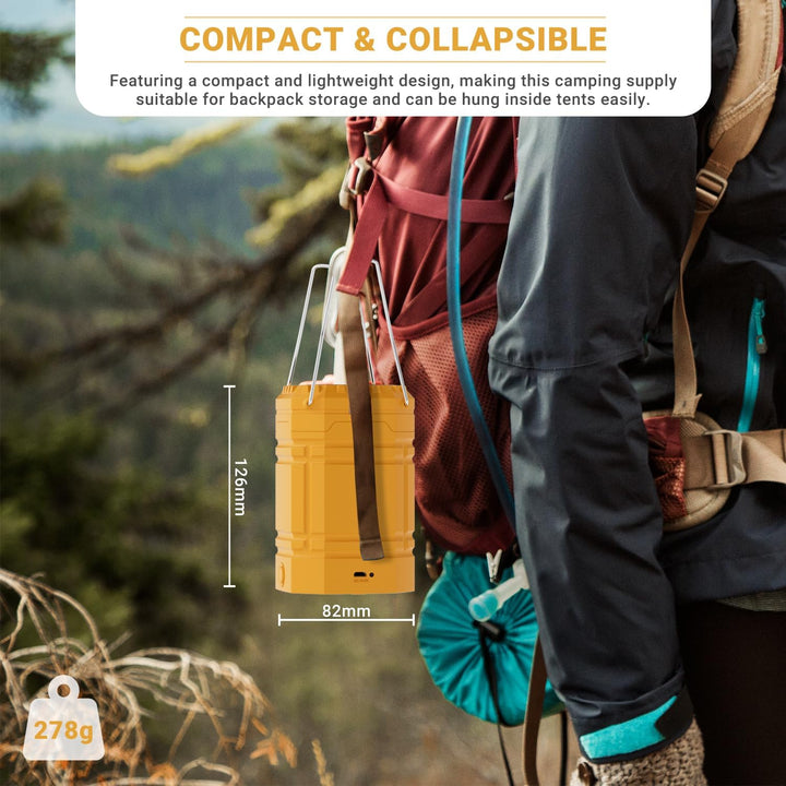 LED Campinglampe Solar, Wasserdicht LED Camping Laterne, Notfallleuchte mit Handkurbel, Eingebaute 3