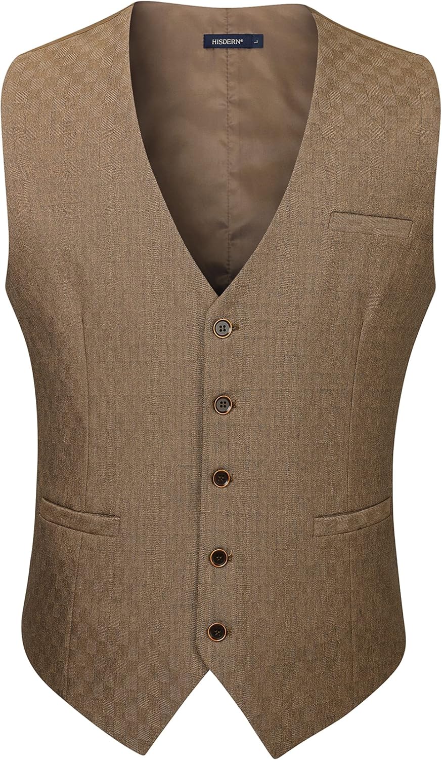 HISDERN Herren Anzugweste Formale Hochzeit Klassische Retro Baumwolle V-Ausschnitt Einfarbige Elegan