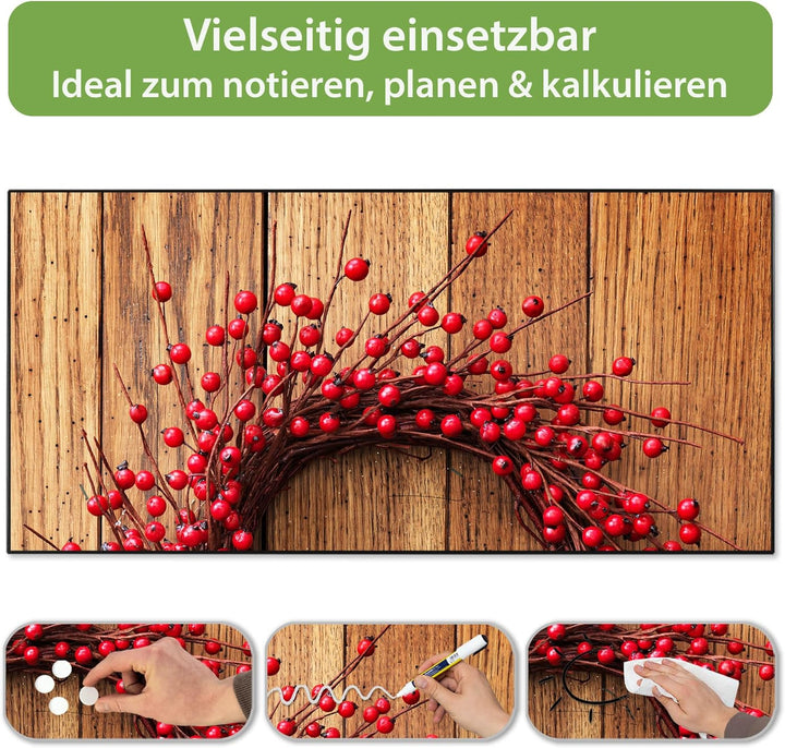 banjado Magnettafel schwarz 78 x 37cm / Magnetwand Metall/Magnetpinnwand als Memoboard/Pinnwand Magn