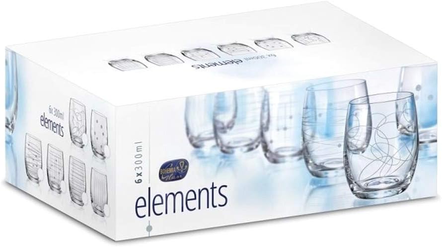 Bohemia Kristallgläser Elemente - 6 Einheiten - Mit Unterschiedlichen Dekorationen, Wasserglas 6 X 3