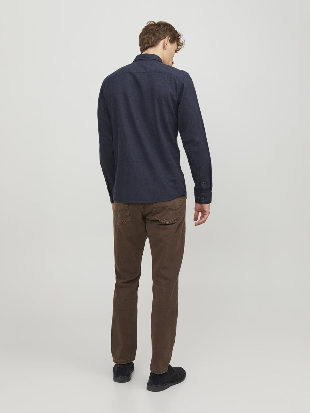 JACK & JONES Herren Jjeclassic Melange Shirt Ls Sn Hemd S Navy Blazer, S Navy Blazer