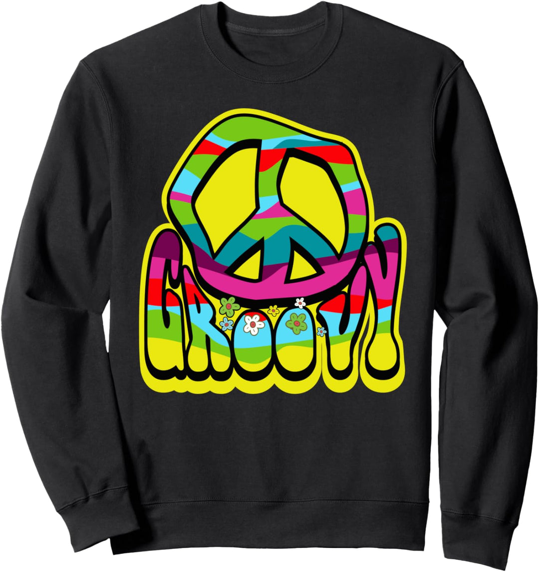 Groovy Friedensschild, Hippie-Symbol, 60er, 1970er, Retro Sweatshirt