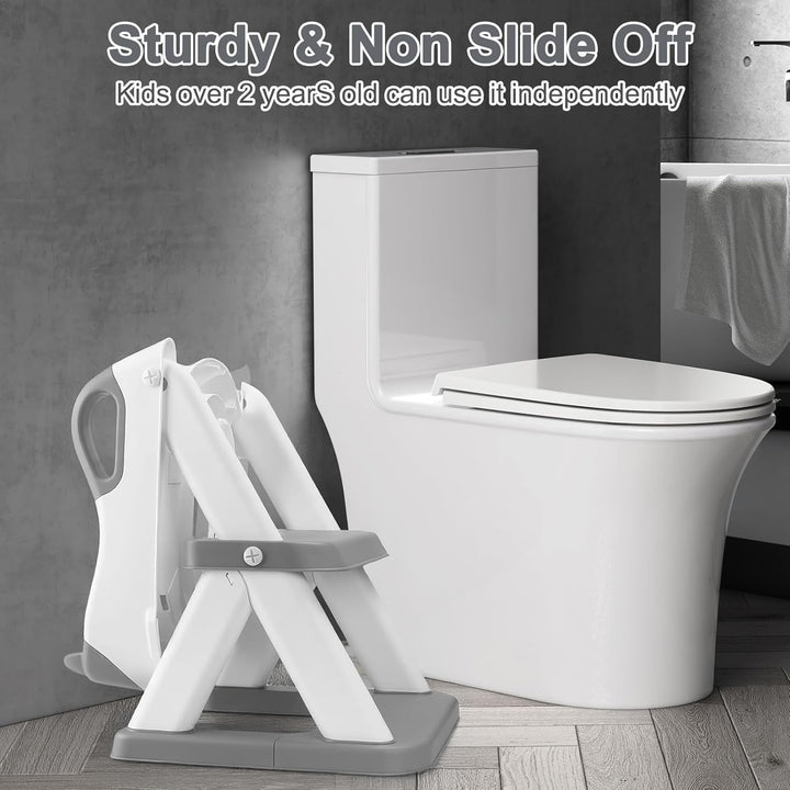 Toilettensitz Kinder mit Treppe,Stabil Kinder Toilettensitz mit Dreiecksstruktur,Toilettenleiter für