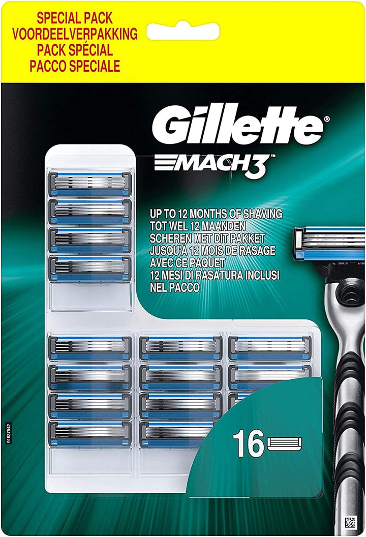 Gilette Mach3 Razor For Men + Ersatzklingen, 16 Stück