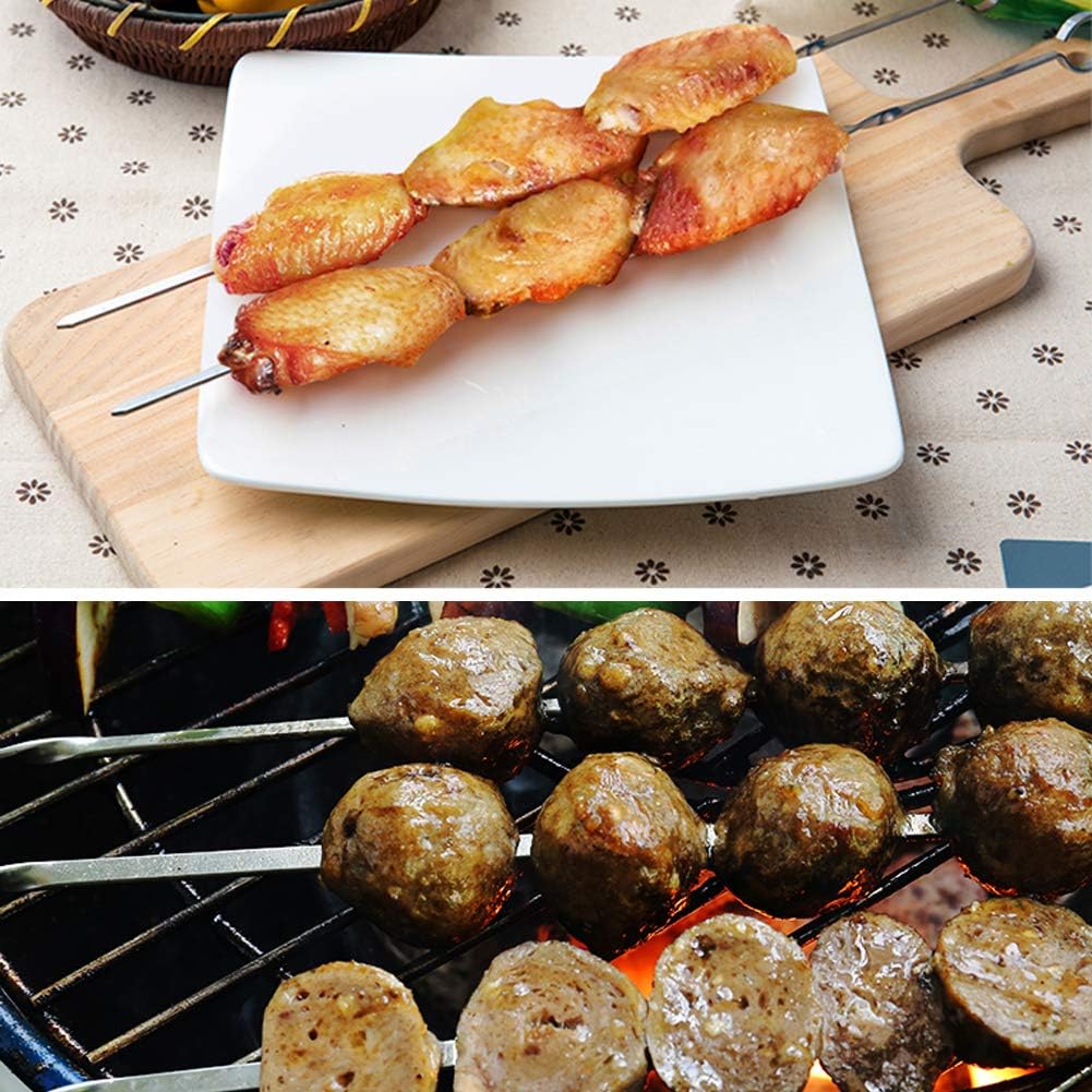 Homealexa 20 Stücke Grillspiesse, Grill Kabob Spiesse 37,5cm Edelstahl Lange Spiesse Schaschlikspies