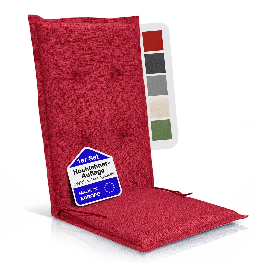 Relexo Premium - Hochlehner Auflage Gartenstuhl Stuhlauflage mit Polster, Outdoor Sitzkissen & Stuhl