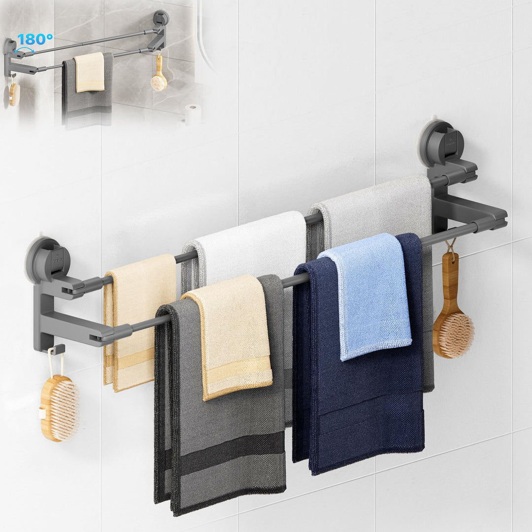COCASES Handtuchhalter Saugnapf ohne Bohren Bad Handtuchstange Doppelt für Duschwand ohne Kleben Tow