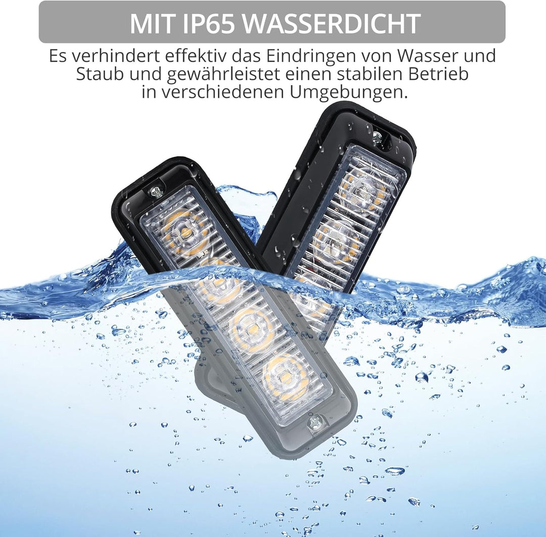 Justech 4er Warnlicht Stroboskoplicht Bernstein Warnung Beacon Mit KFZ-Ladegerät Notfall Licht Achtu