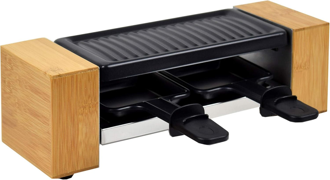 Syntrox Germany RAC-320W Biel Holzdesign Raclette mit antihaftbeschichteter Grillplatte und Naturste