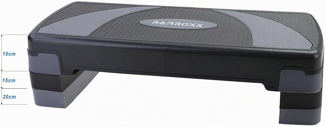 Tenzo-R Fitness Stepboard Stepper Steppbrett Workout 3 Stufen Schwarz Grau 80x30cm