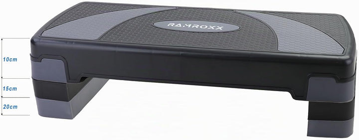 Tenzo-R Fitness Stepboard Stepper Steppbrett Workout 3 Stufen Schwarz Grau 80x30cm