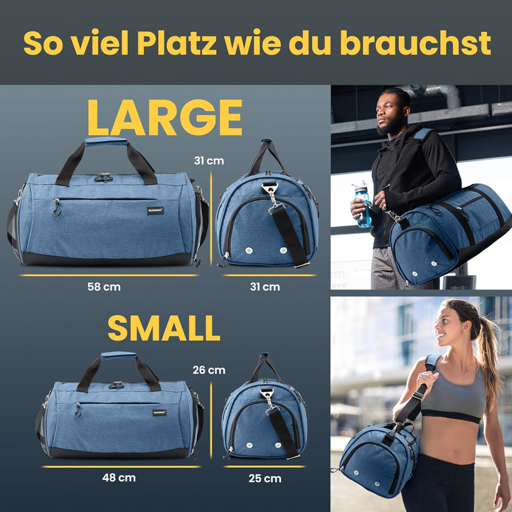 Heldenwerk® Sporttasche & Reisetasche für Damen und Herren klein I Trainingstasche mit Schuhfach und